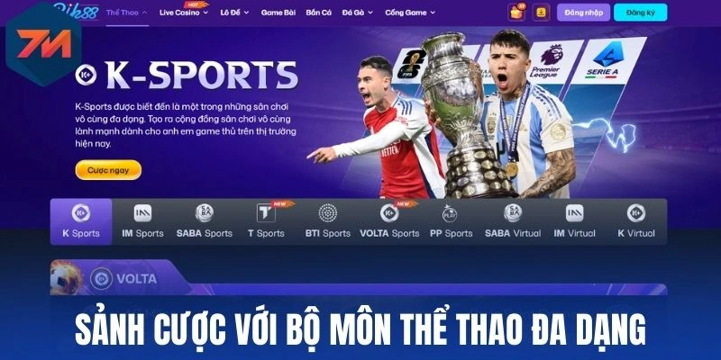 Sảnh cược với bộ môn thể thao  đa dạng